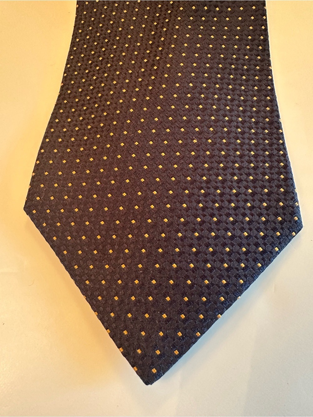 DORMEUIL 100% SILK MEN'S TIE  BLACK & CREAM MINI POLKADOT CLASSIC PATTERN